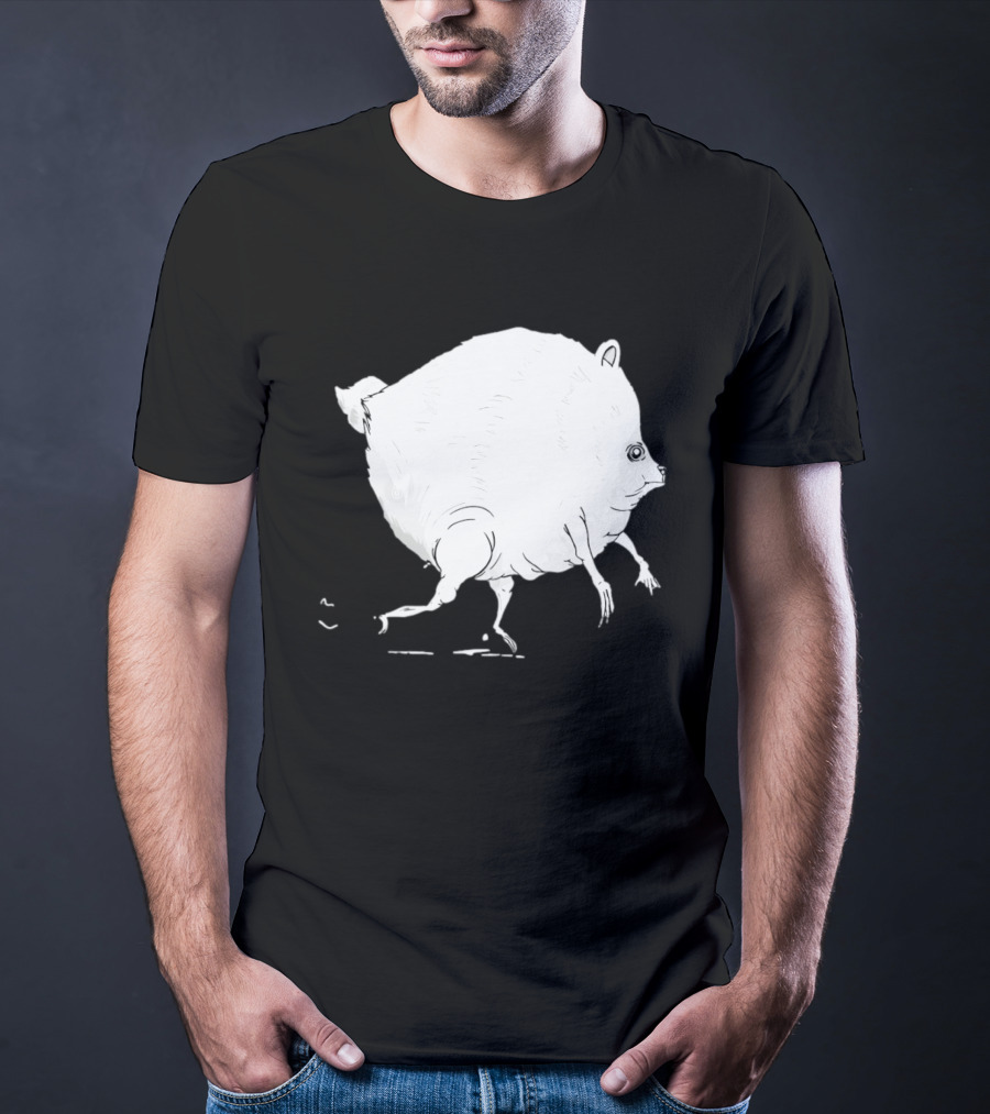 Running Round Hamster Creature Absurd White Quadruped Honesty T-Shirt