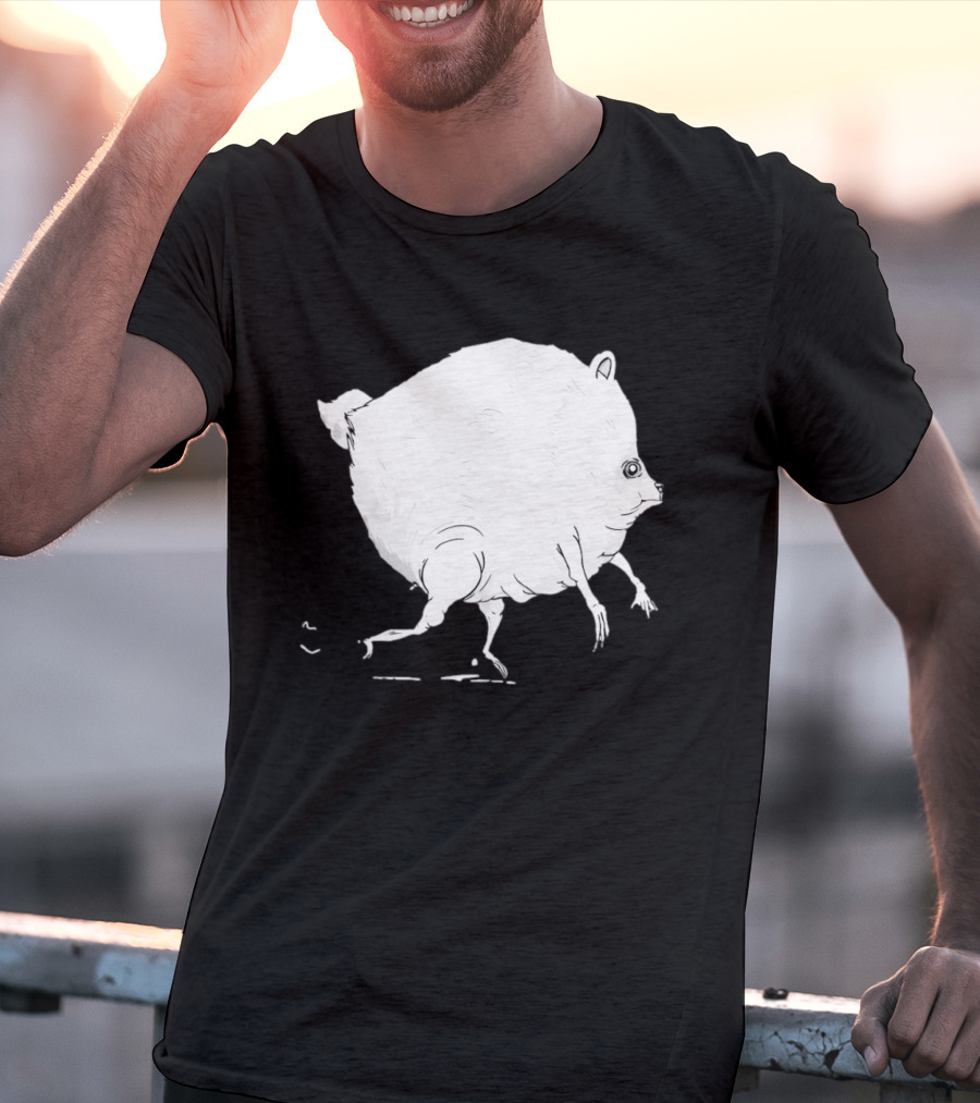 Running Round Hamster Creature Absurd White Quadruped Honesty T-Shirt