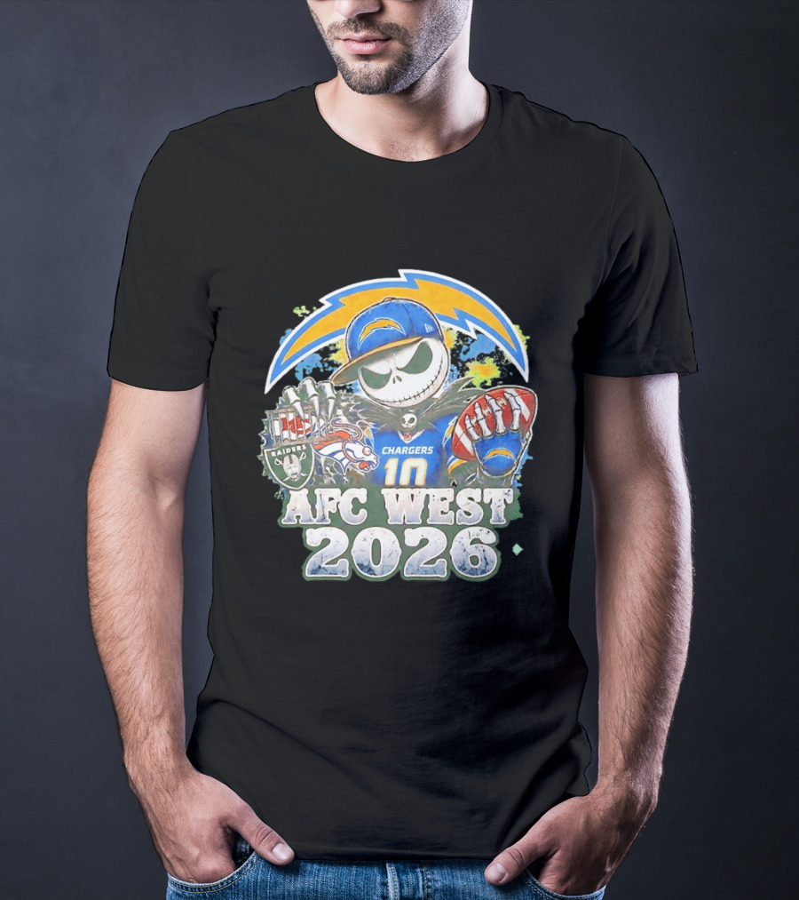 Los Angeles Chargers Jack Skellington Raiders Broncos AFC West 2026 T-Shirt