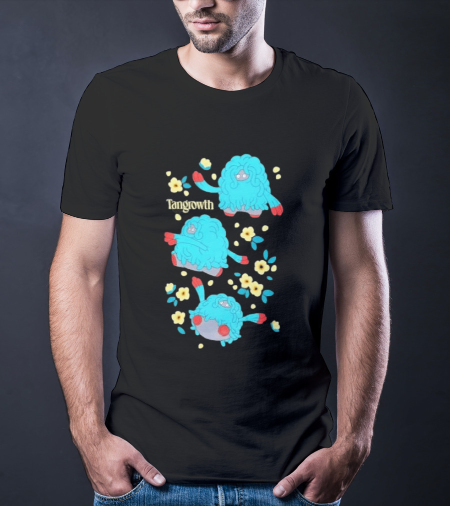 Tangrowth Pokémon Floral Grass Type Yellow Flowers And Blue Vines T-Shirt