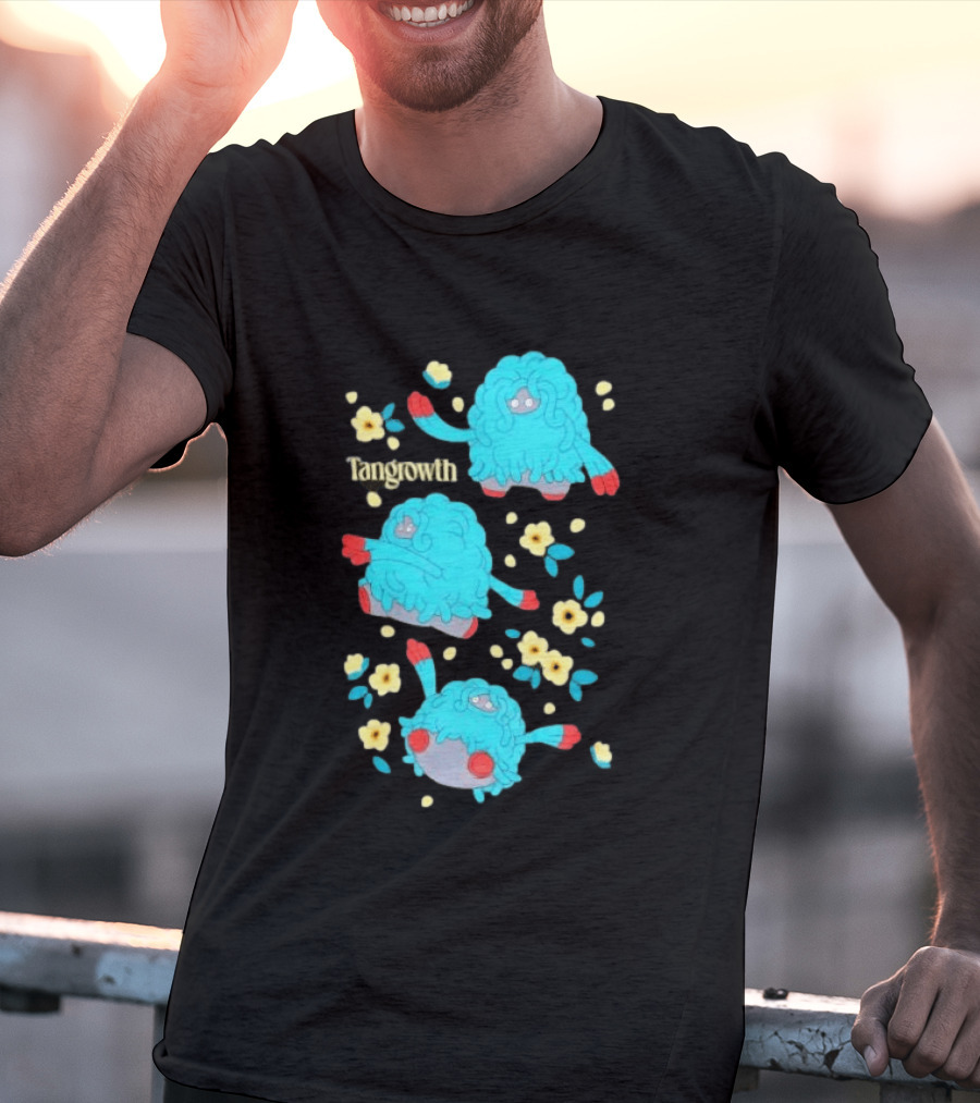 Tangrowth Pokémon Floral Grass Type Yellow Flowers And Blue Vines T-Shirt
