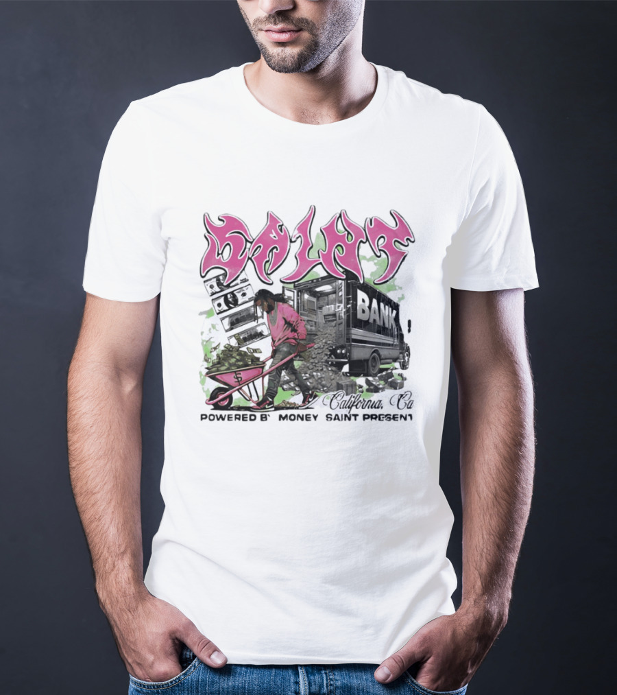 Saint Bank California Co Powered By Money Saint Present T-Shirt