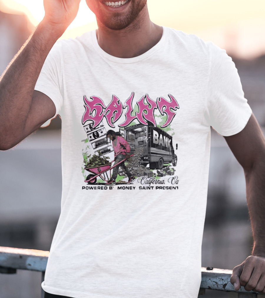 Saint Bank California Co Powered By Money Saint Present T-Shirt