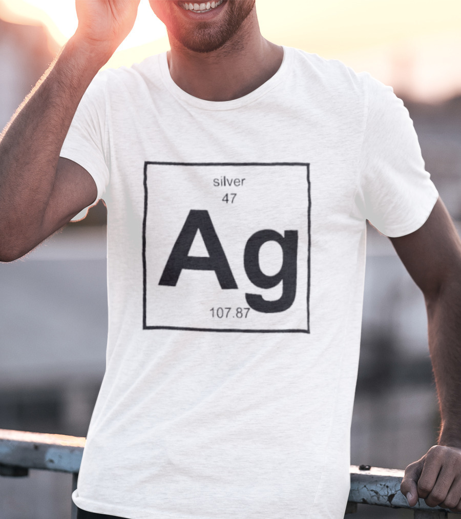 Silver Periodic Table Element Ag 47 Atomic Number 107.87 Chemistry T-Shirt