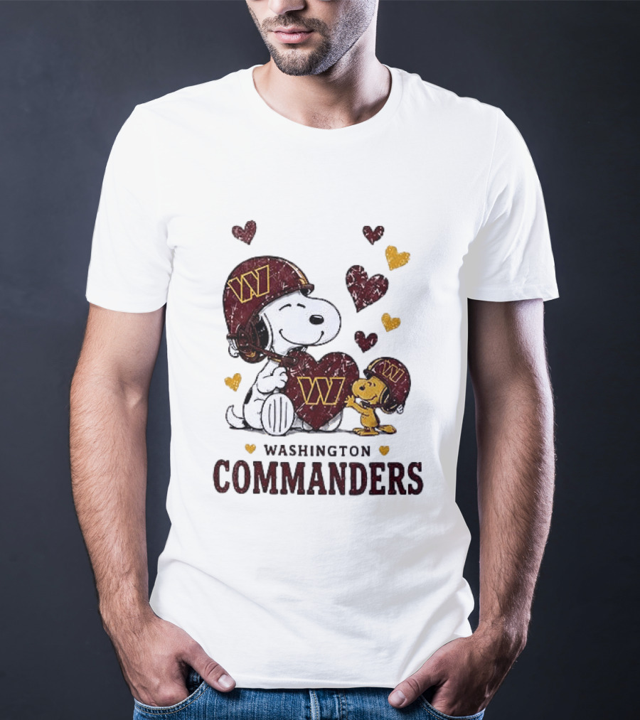 Washington Commanders Peanuts Snoopy Woodstock Love Laughter Hearts T-Shirt