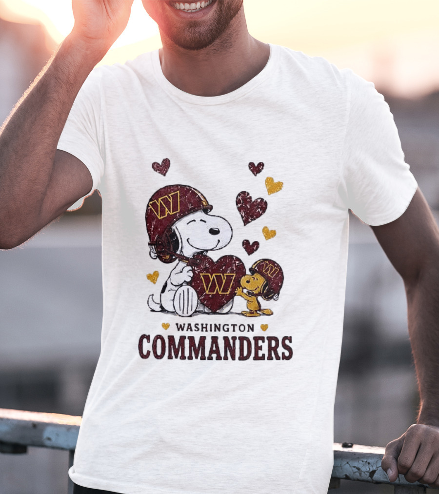 Washington Commanders Peanuts Snoopy Woodstock Love Laughter Hearts T-Shirt