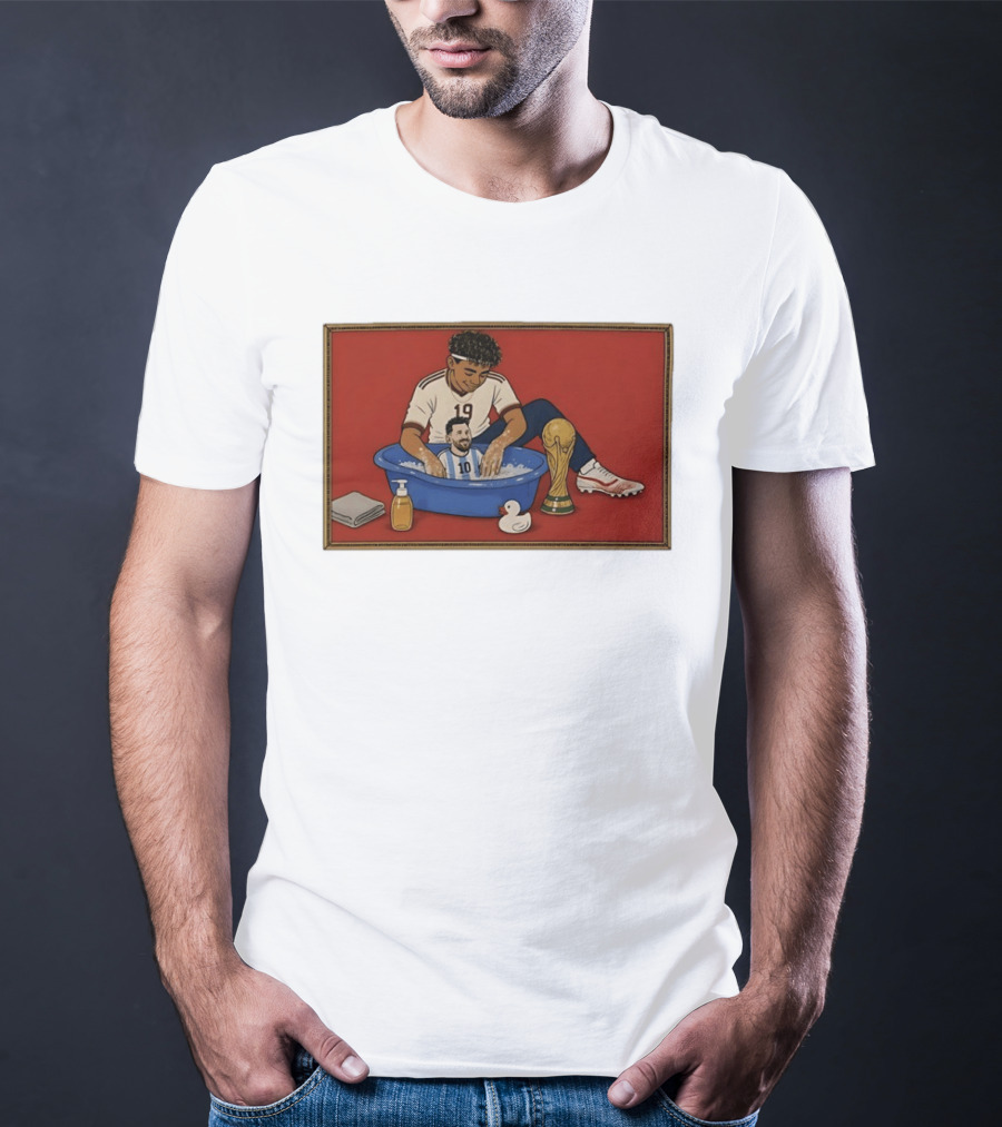 Yamal 19 Bathing Messi In Bathtub With World Cup Trophy T-Shirt