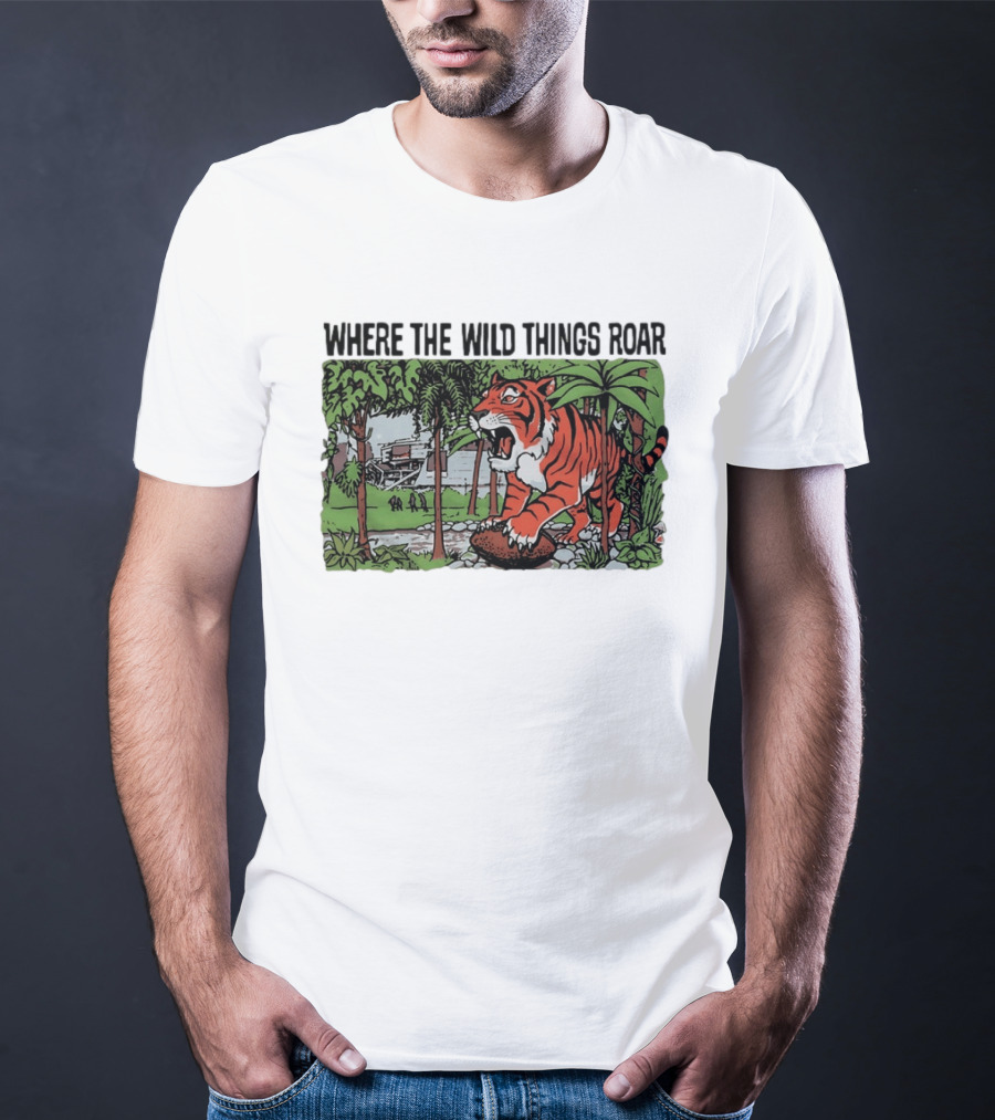 Cincinnati Bengals Where The Wild Things Roar Tiger Jungle Scene T-Shirt