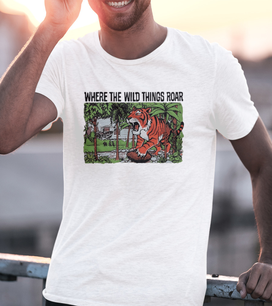 Cincinnati Bengals Where The Wild Things Roar Tiger Jungle Scene T-Shirt