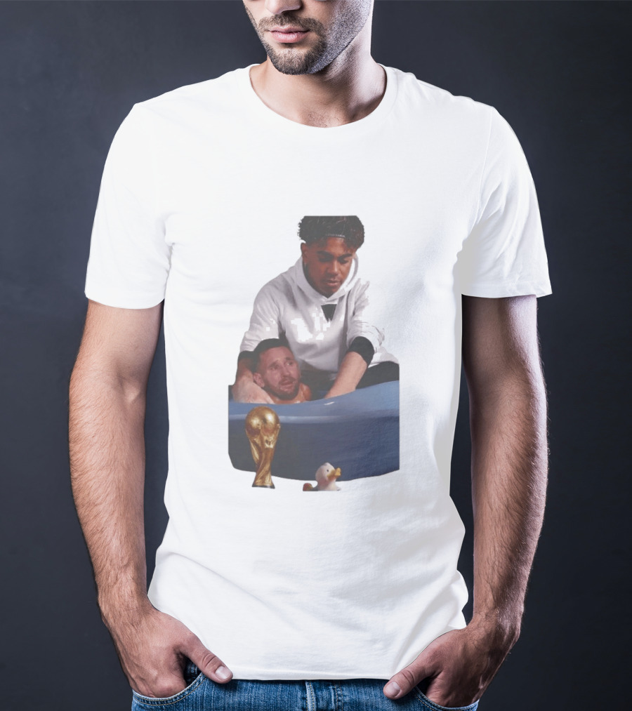 Messi Crying Bath Tub Trophy Football T-Shirt