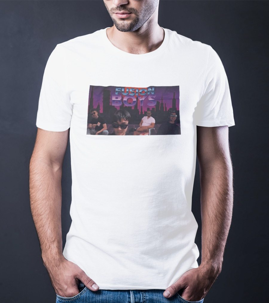Fusion Boys Aesthetic Group Vaporwave Skyline T-Shirt
