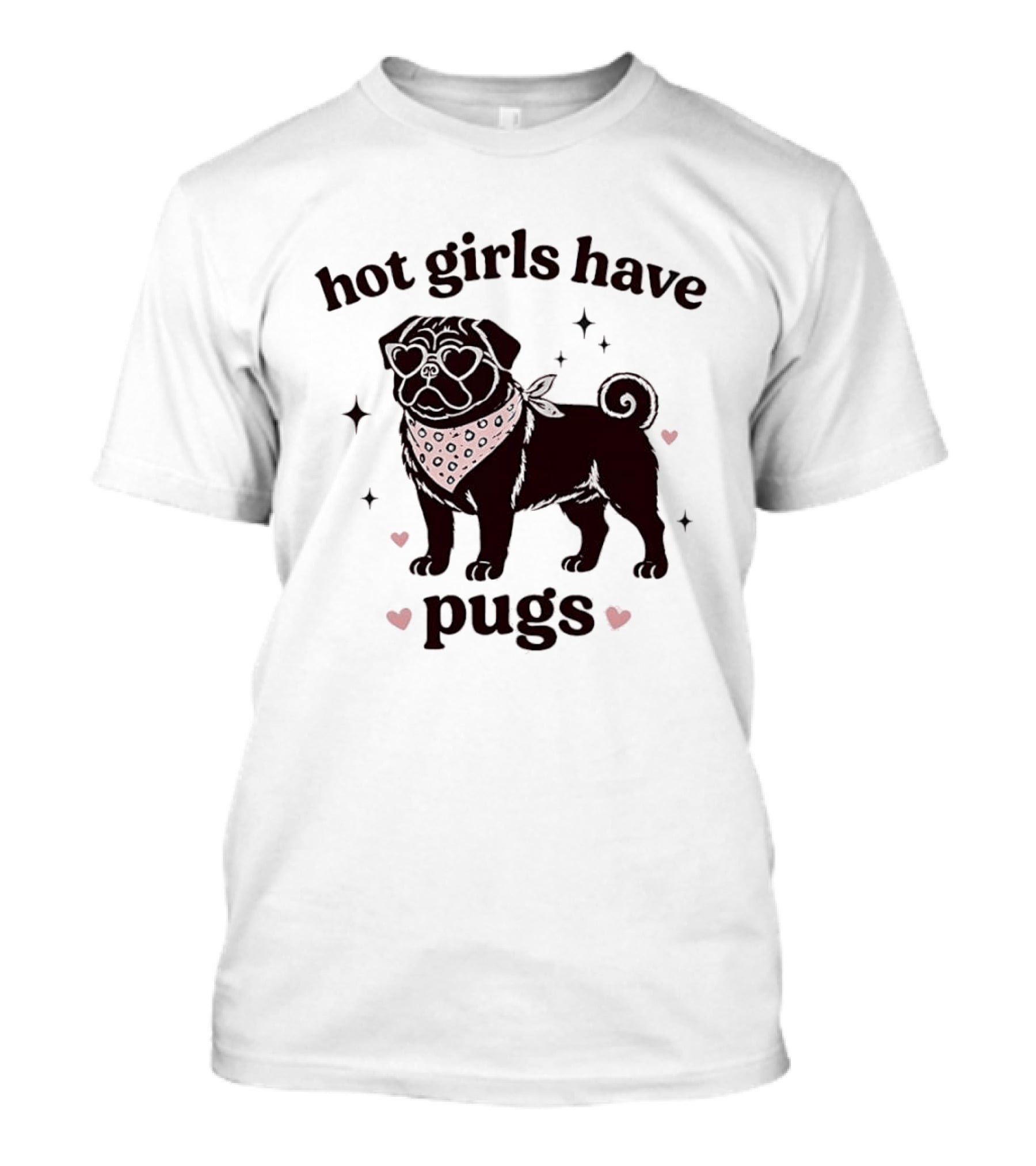 Hot Girls Have Pugs Dog Lover Pink Heart Bandana T-Shirt