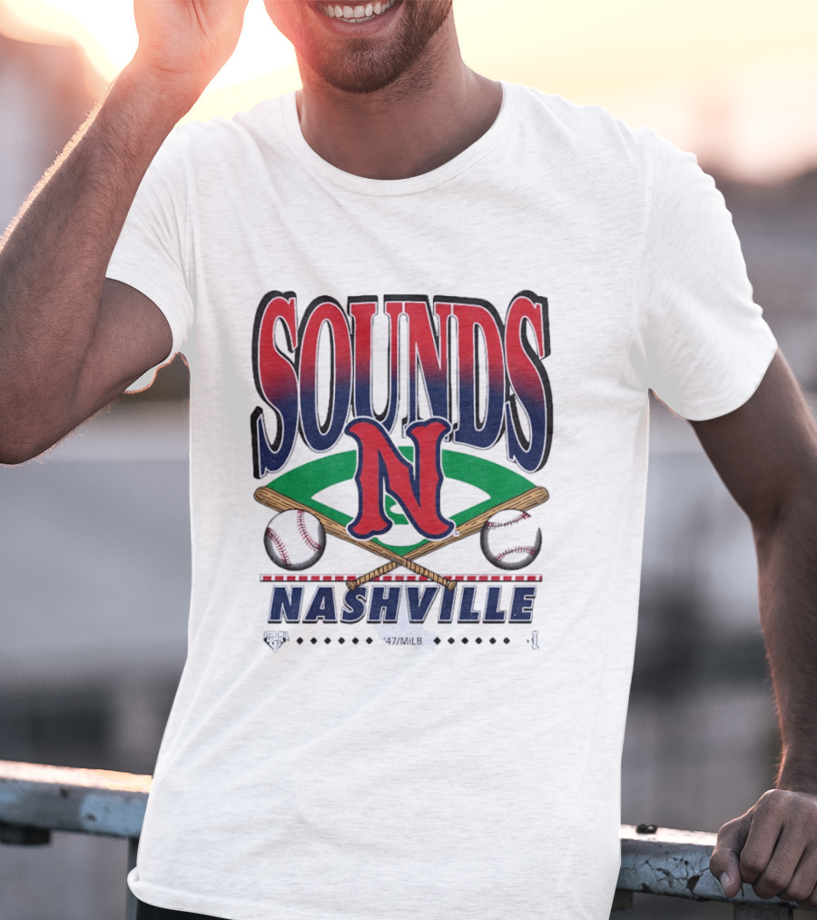 Nashville Sounds MiLB Baseball Team Logo With Bat And Ball T-Shirt