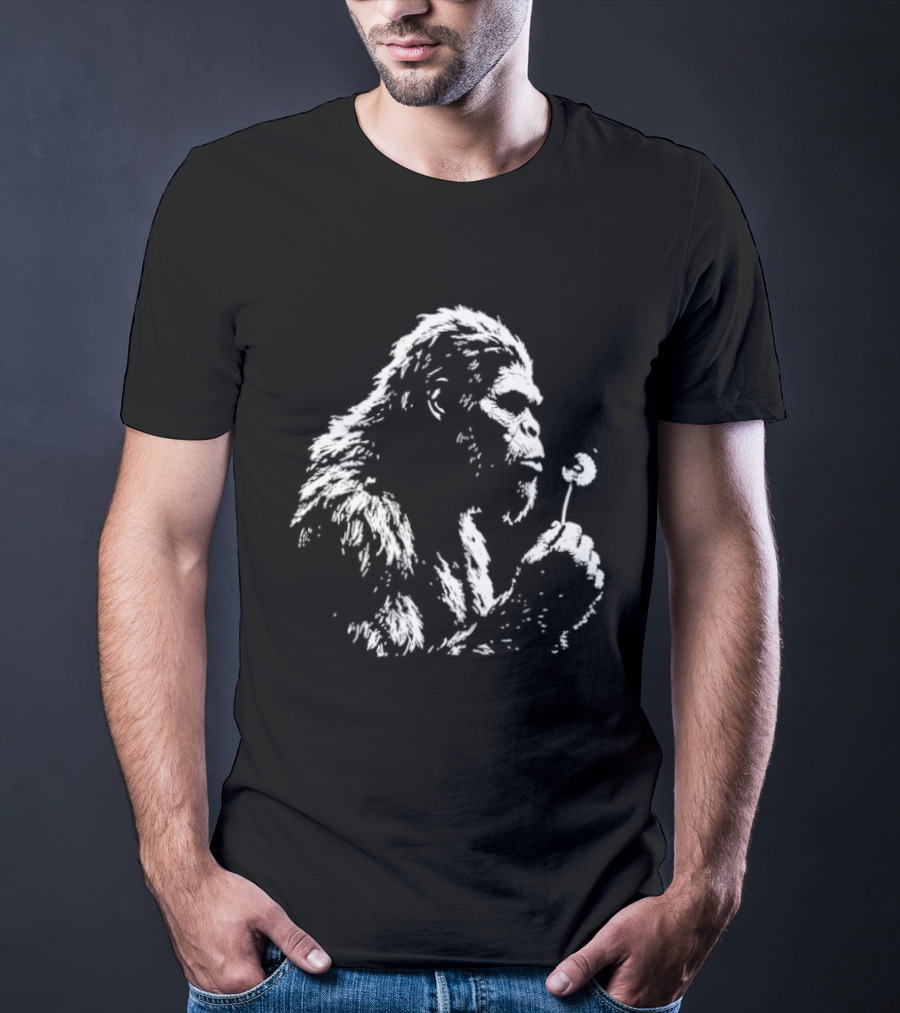 Bigfoot Sasquatch Blowing Dandelion Cryptid Mythical Creature T-Shirt