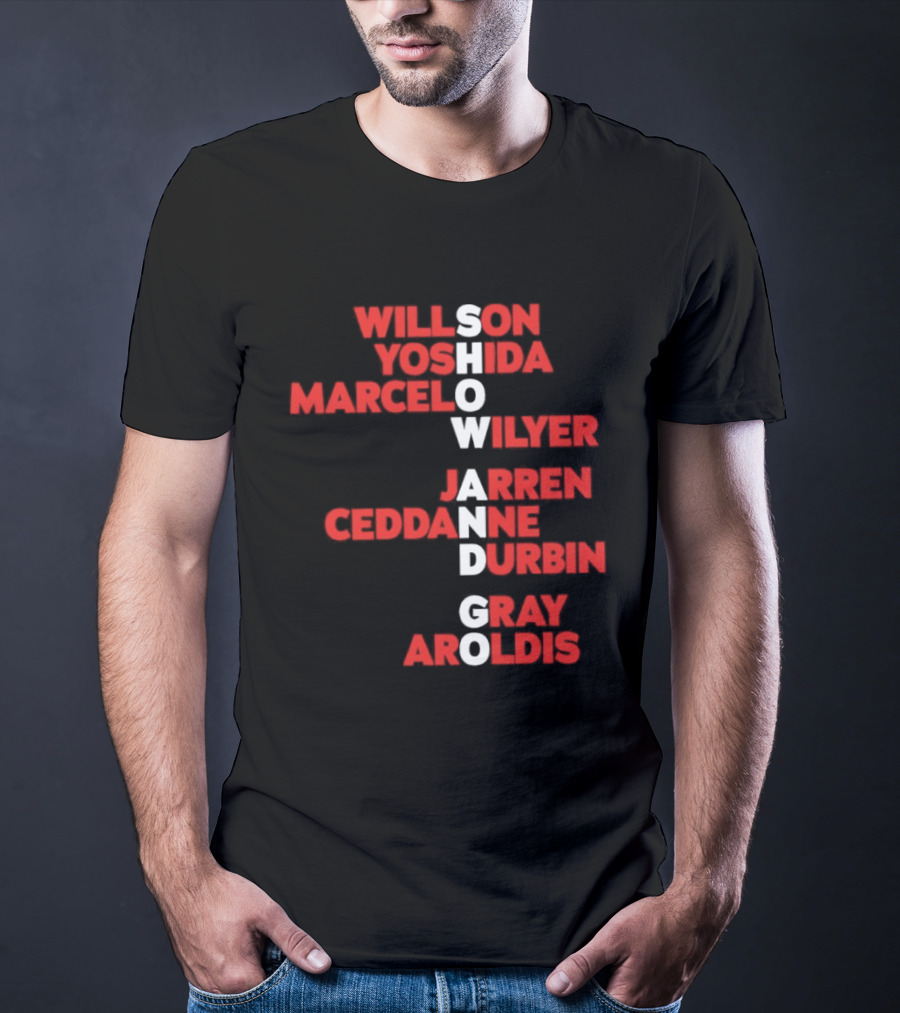 Boston Baseball Show And Go Willson Yoshida Marcel Wilyer Jarren Ceddanne Durgin Gray Aroldis 2026 Names Word Game T-Shirt