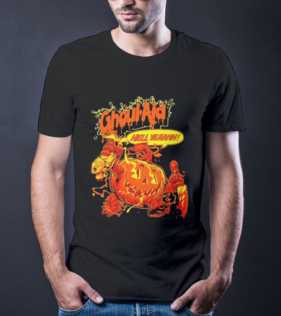 Ghoul Aid Hell Yeaahh Pumpkin Halloween Knife Monster T-Shirt