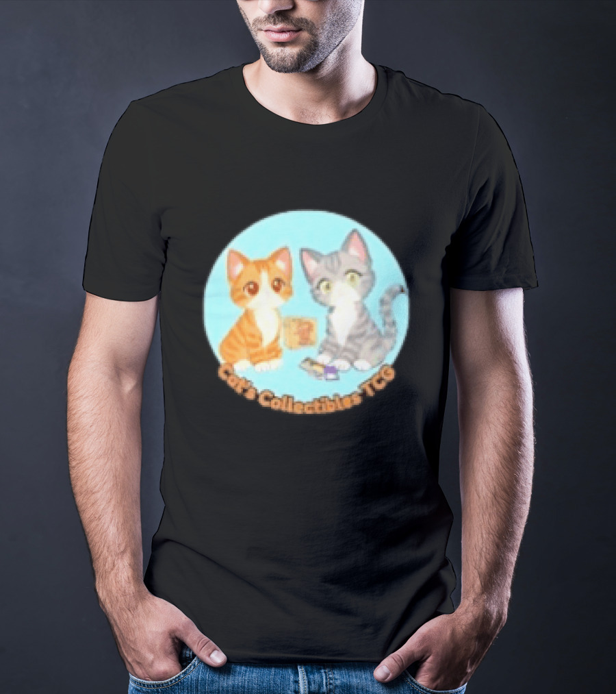 Cat's Collectibles TCG Cute Cartoon Cats Holding Trading Cards T-Shirt