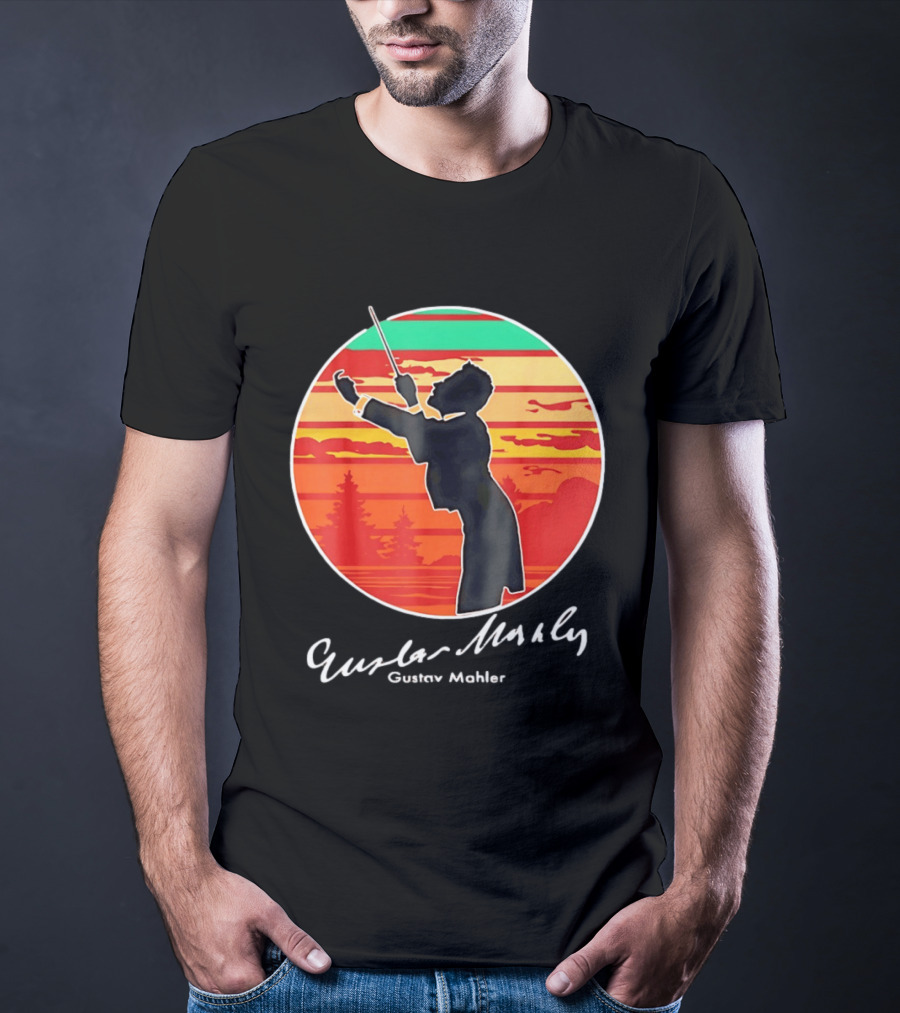 Gustav Mahler Conducting Silhouette With Vibrant Sunset T-Shirt
