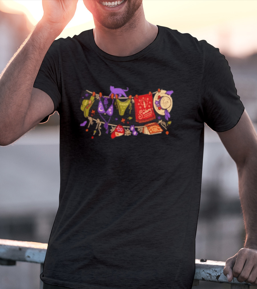 Hocus Pocus Amuck Salem Witch Laundry Line Halloween T-Shirt