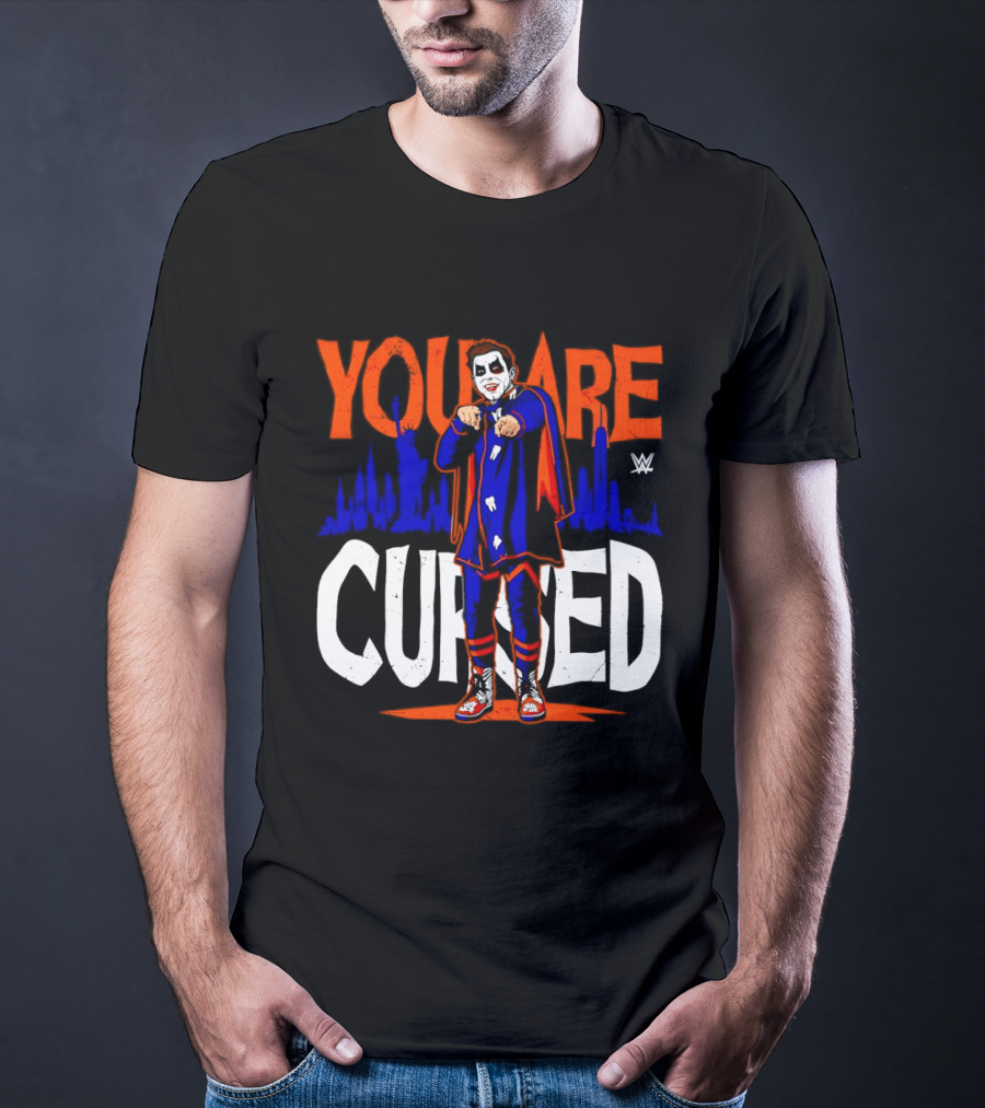 Danhausen You Are Cursed WWE Distressed Orange Blue Jokerface T-Shirt