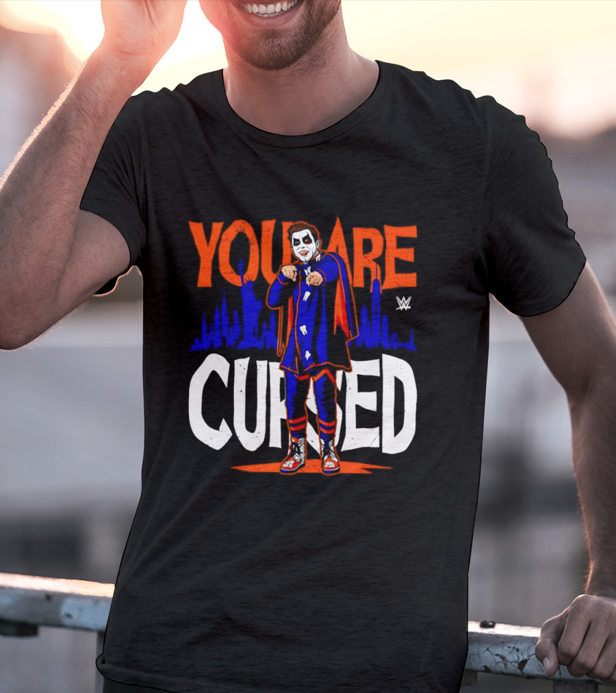 Danhausen You Are Cursed WWE Distressed Orange Blue Jokerface T-Shirt