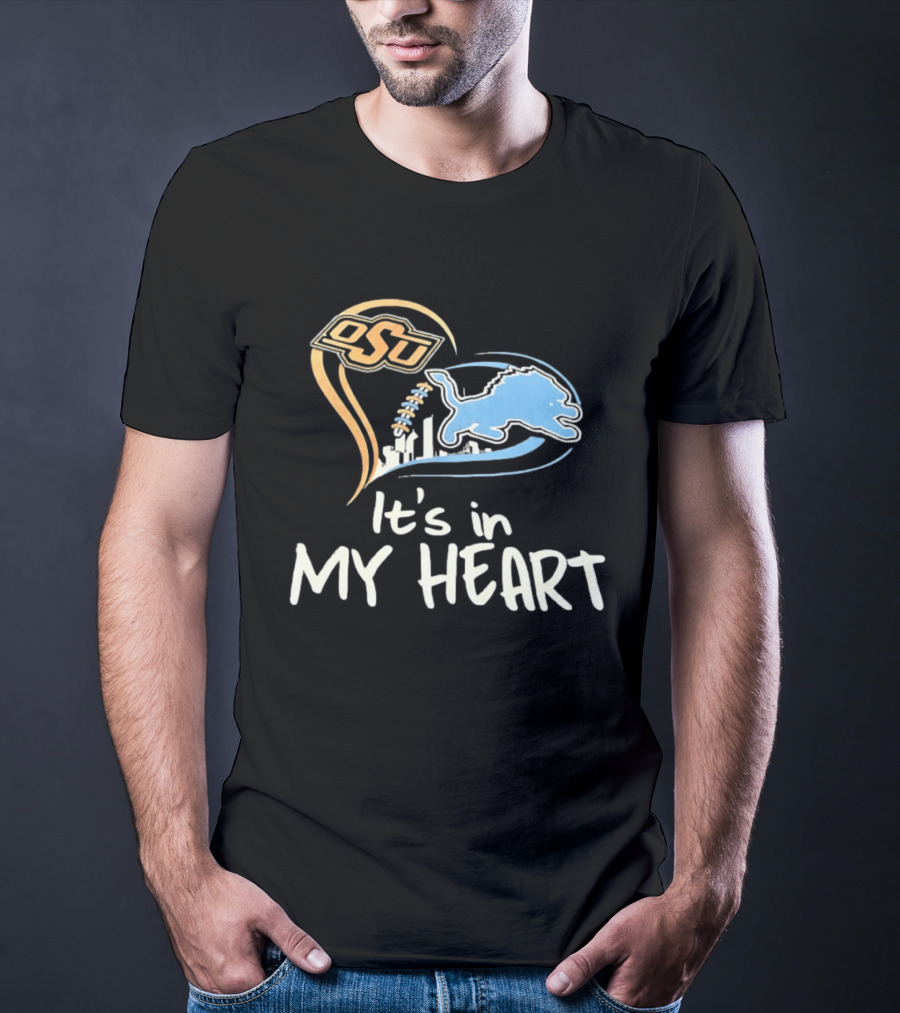 OSU And Detroit Lions Heart Graphic Connection T-Shirt