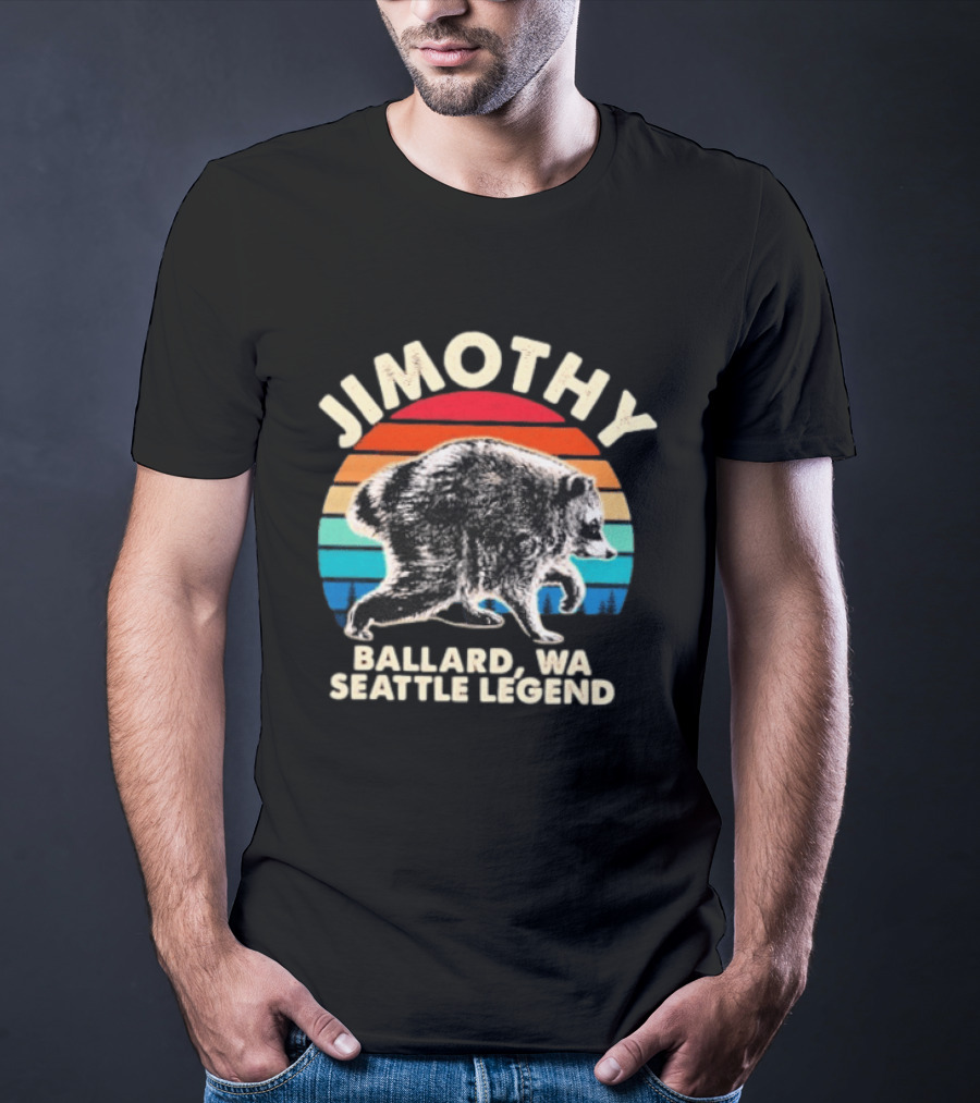 Jimothy Raccoon Ballard WA Seattle Legend Retro Vintage Sunset T-Shirt