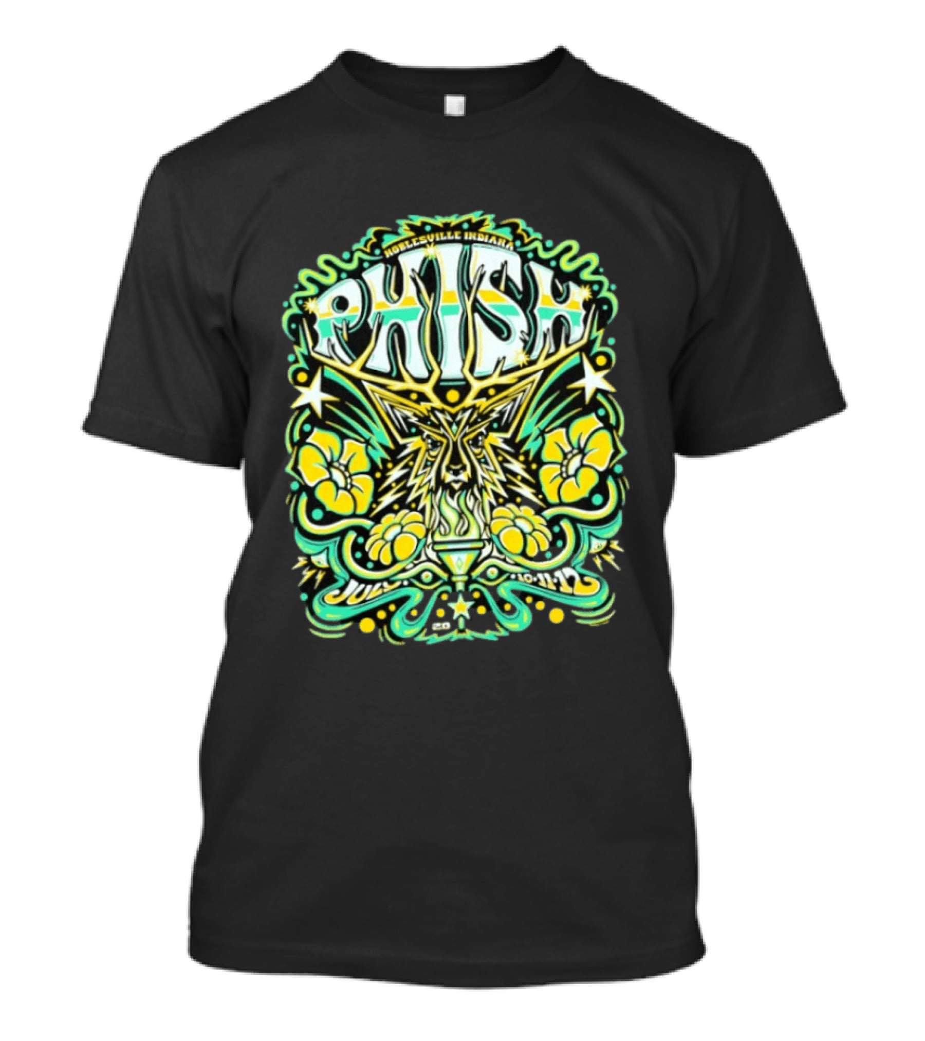 Phish Noblesville Indiana July 10 11 12 2026 Psychedelic Floral And Starburst T-Shirt
