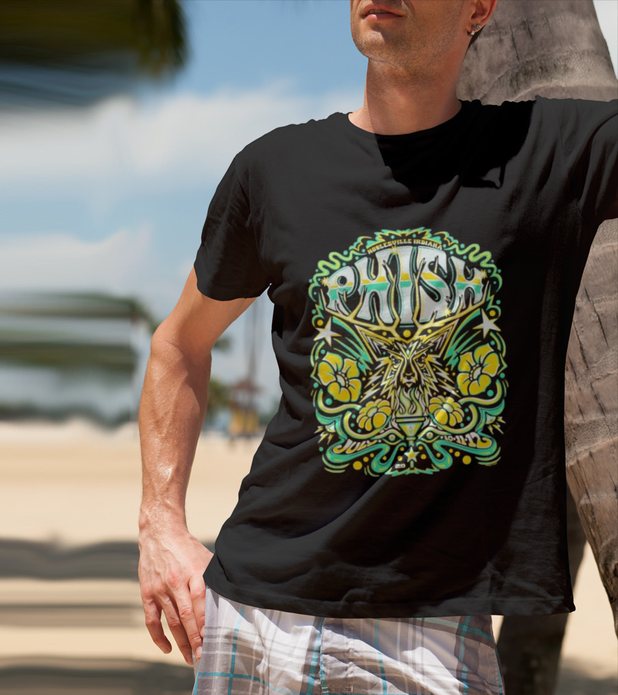 Phish Noblesville Indiana July 10 11 12 2026 Psychedelic Floral And Starburst T-Shirt