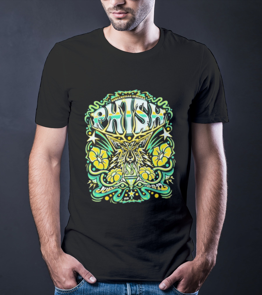 Phish Noblesville Indiana July 10 11 12 2026 Psychedelic Floral And Starburst T-Shirt