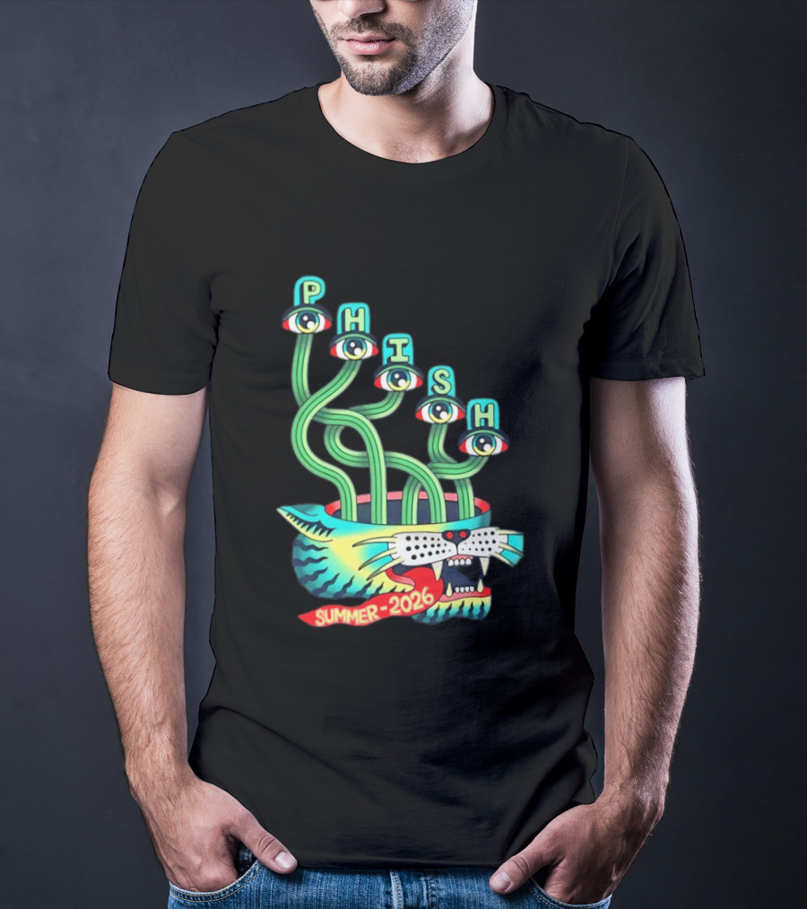 Phish Summer 2026 Jam Band Psychedelic Cat Eye Stalks T-Shirt
