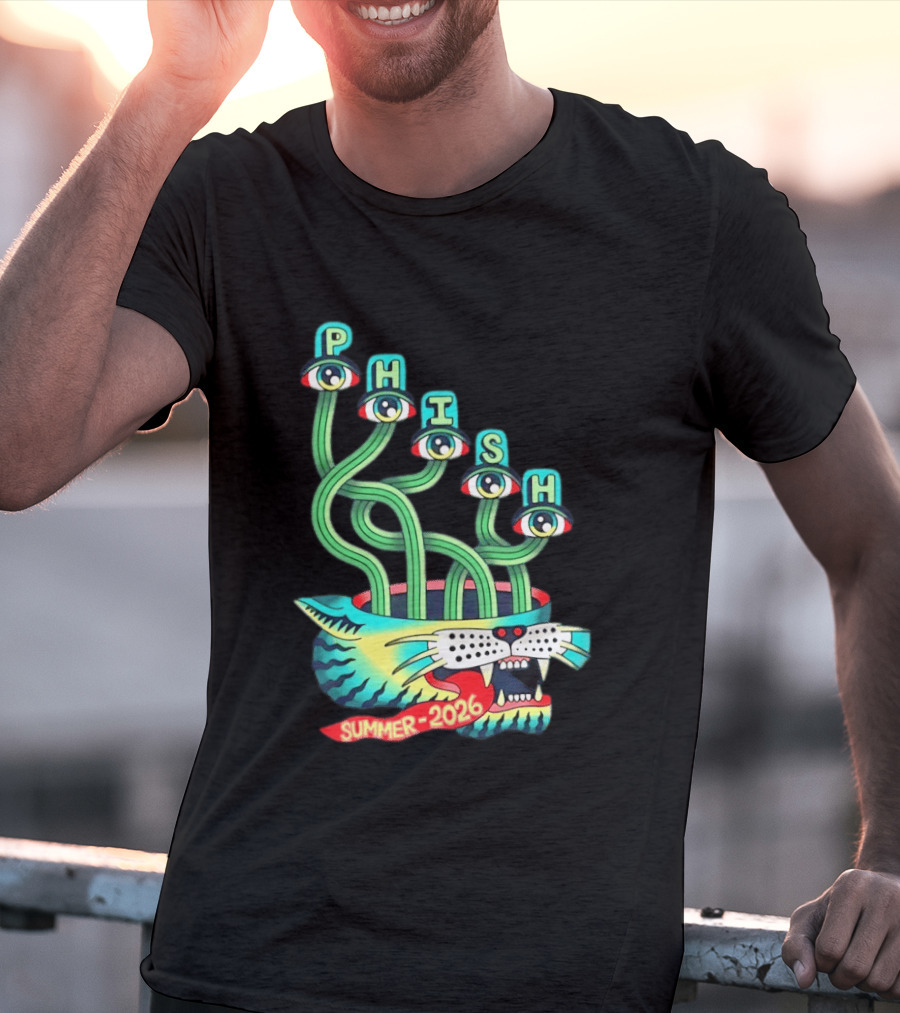 Phish Summer 2026 Jam Band Psychedelic Cat Eye Stalks T-Shirt