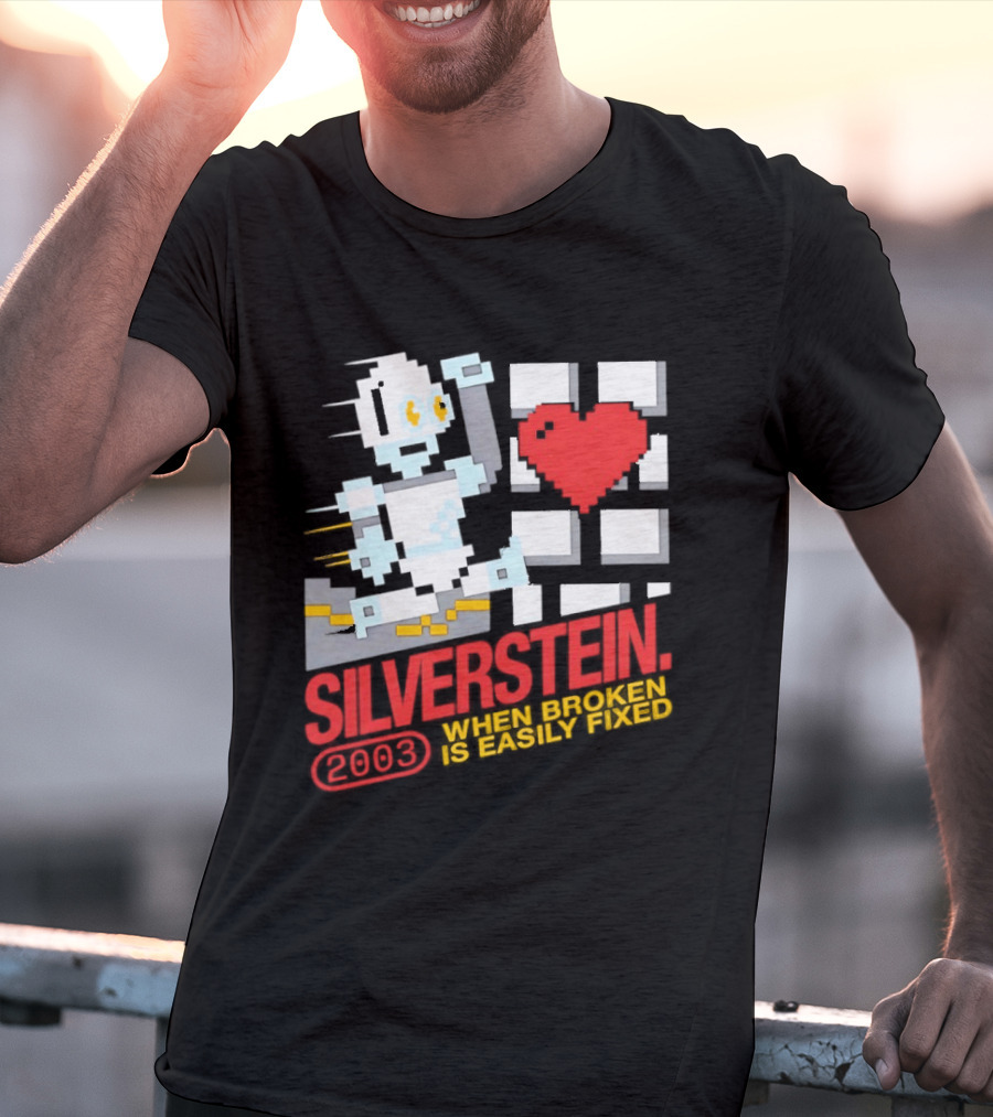Silverstein 2003 When Broken Is Easily Fixed Pixel Robot Heart T-Shirt