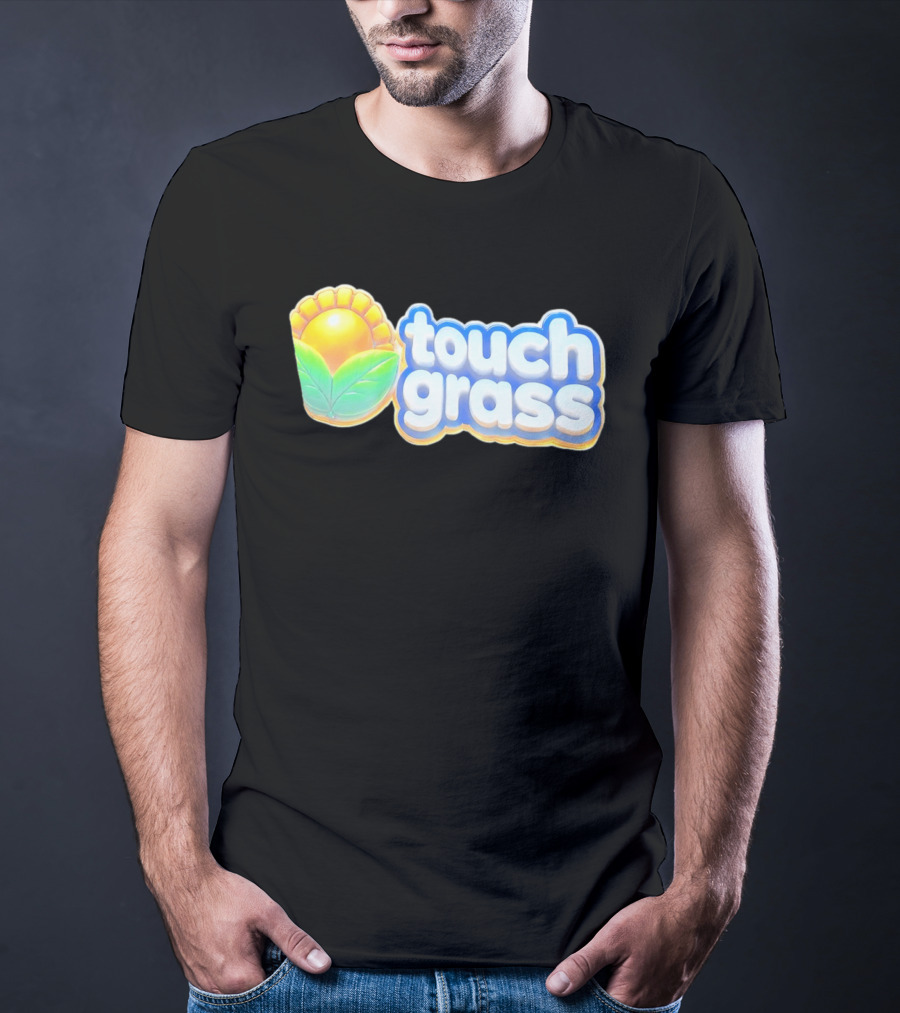 Touch Grass Plants Vs Zombies Sunflower Gaming Meme T-Shirt