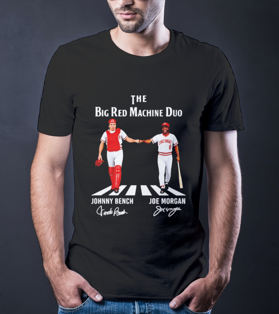 The Big Red Machine Duo Johnny Bench Joe Morgan Cincinnati Reds Fist Bump T-Shirt