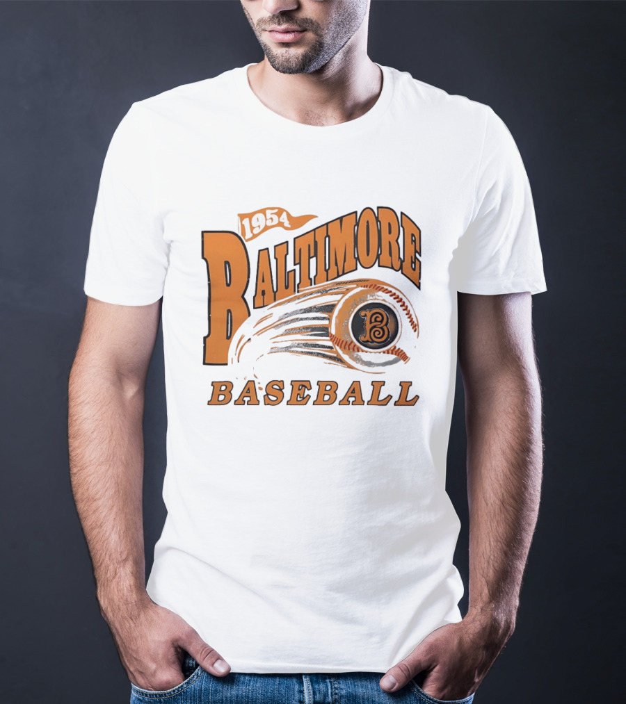 1954 Baltimore Baseball B Classic MLB Style Vintage Look T-Shirt