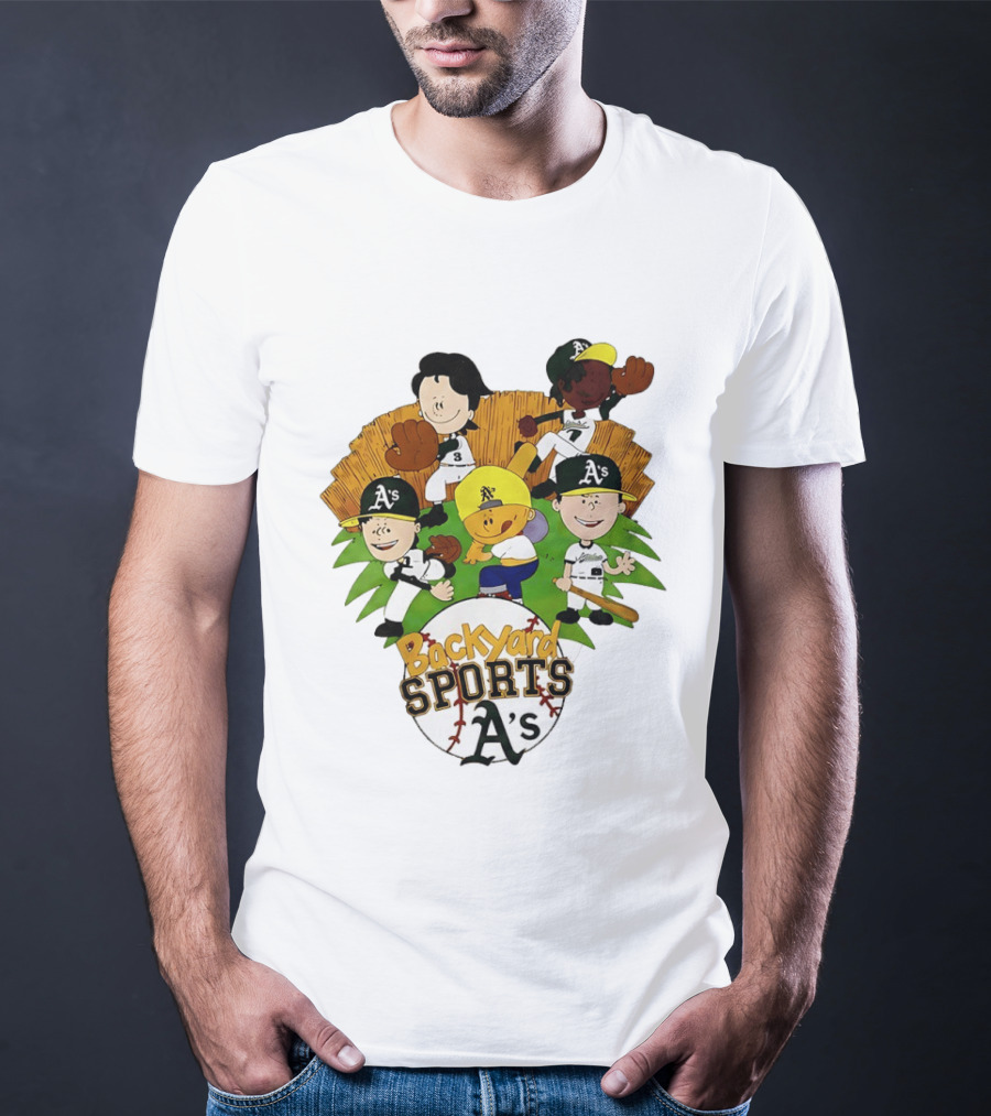 Backyard Sports A's Oakland Athletics MLB Characters Playing Baseball T-Shirt