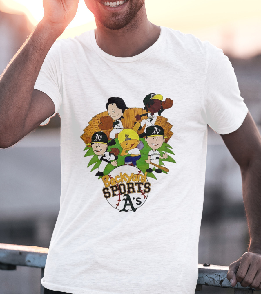 Backyard Sports A's Oakland Athletics MLB Characters Playing Baseball T-Shirt