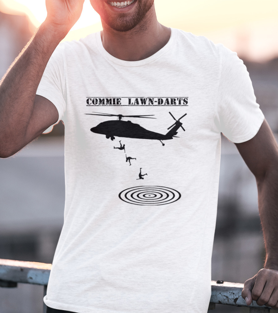 Commie Lawn Darts Helicopter Paratrooper Meme Target Landing T-Shirt