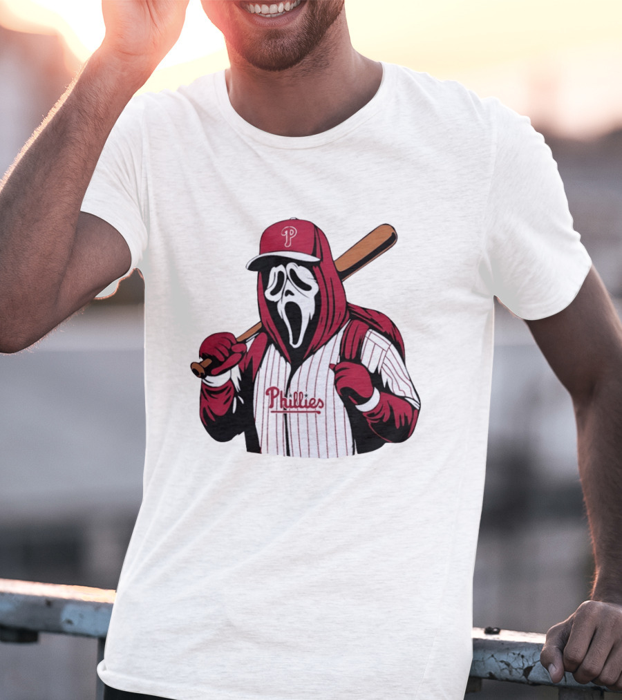 Philadelphia Phillies Ghostface Scream Baseball Horror Movie T-Shirt