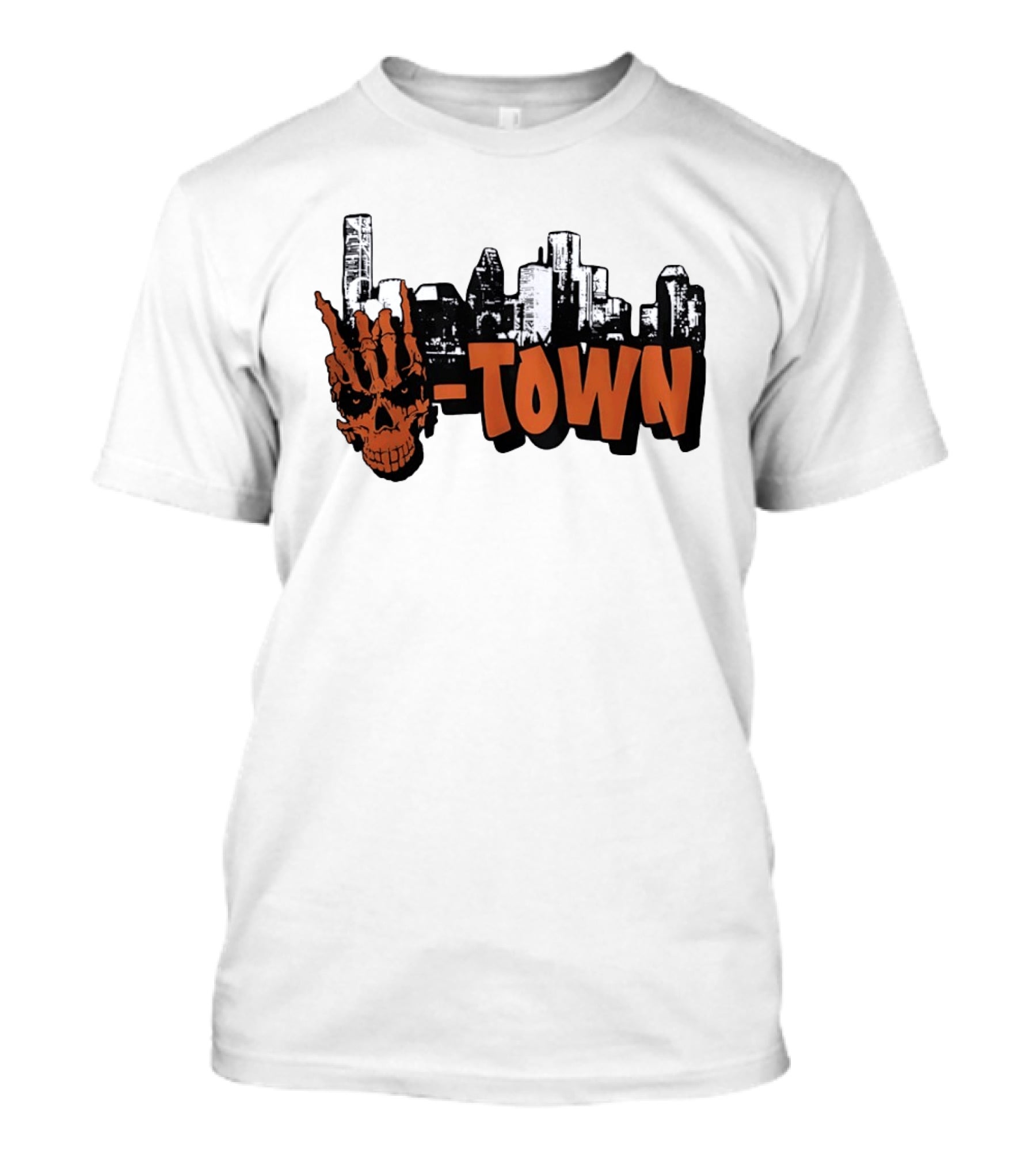 H Town Skull Skyline Houston Texas T-Shirt
