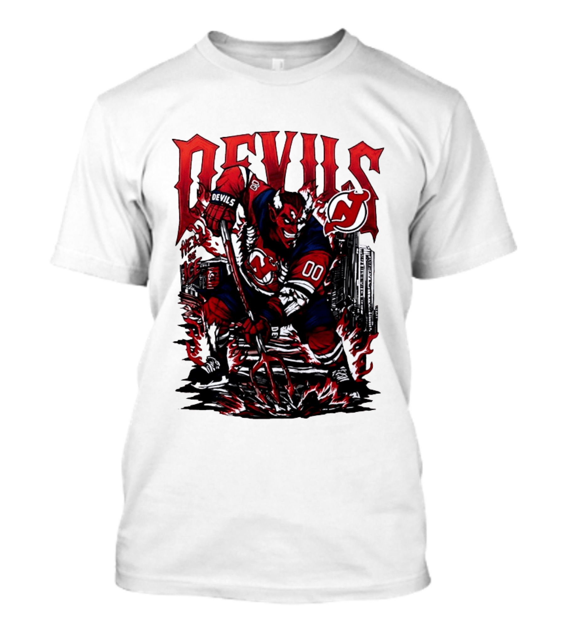 New Jersey Devils Hell On Ice Demon Skating T-Shirt