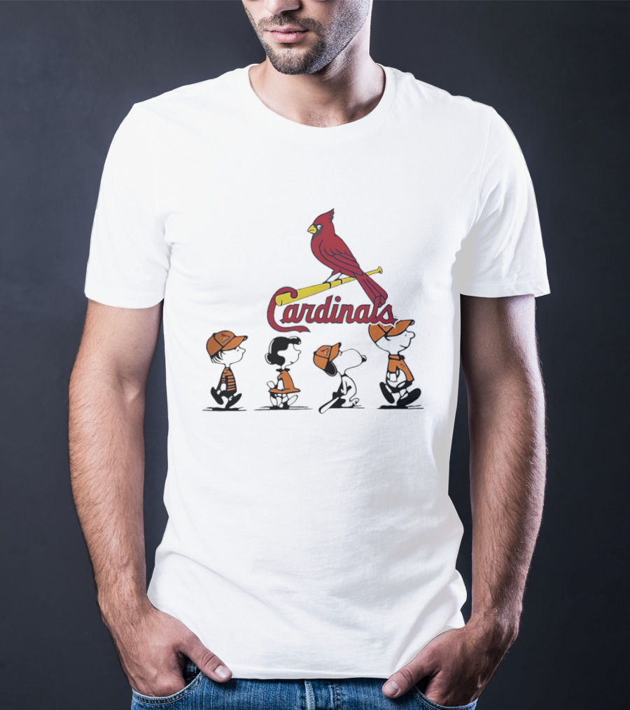 Peanuts Characters St Louis Cardinals Baseball Team Collaboration T-Shirt