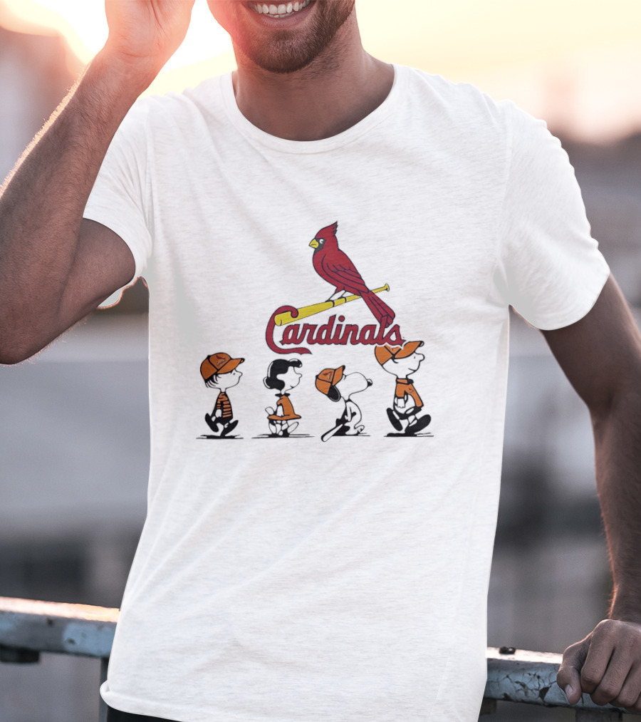 Peanuts Characters St Louis Cardinals Baseball Team Collaboration T-Shirt