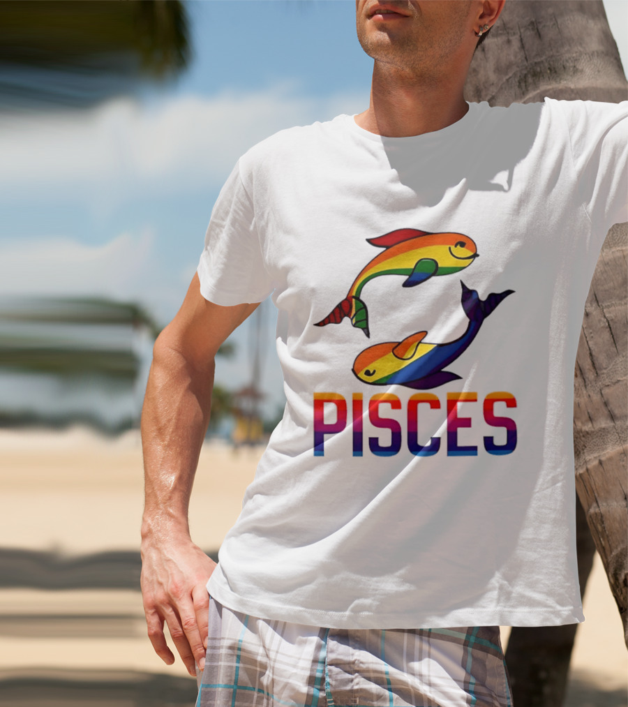 Pisces Fish Rainbow LGBT Pride T-Shirt