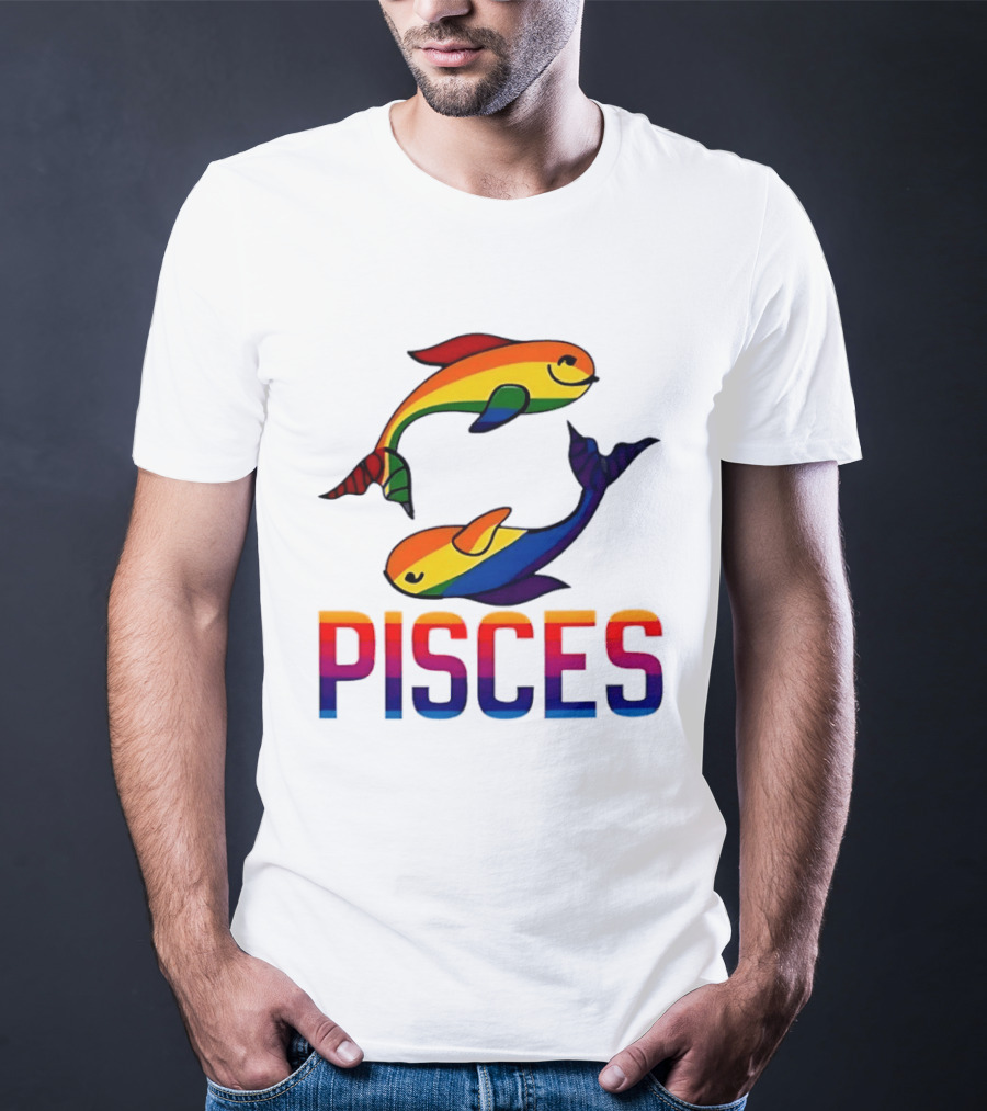 Pisces Fish Rainbow LGBT Pride T-Shirt