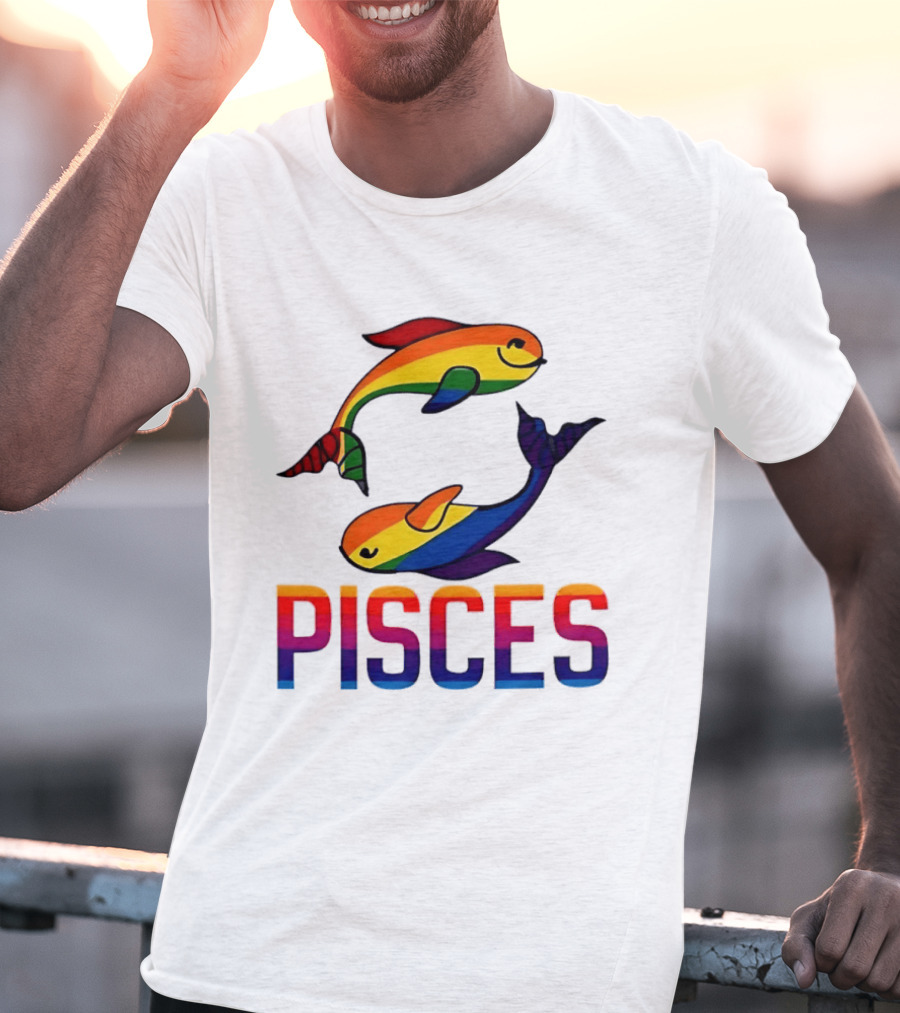 Pisces Fish Rainbow LGBT Pride T-Shirt