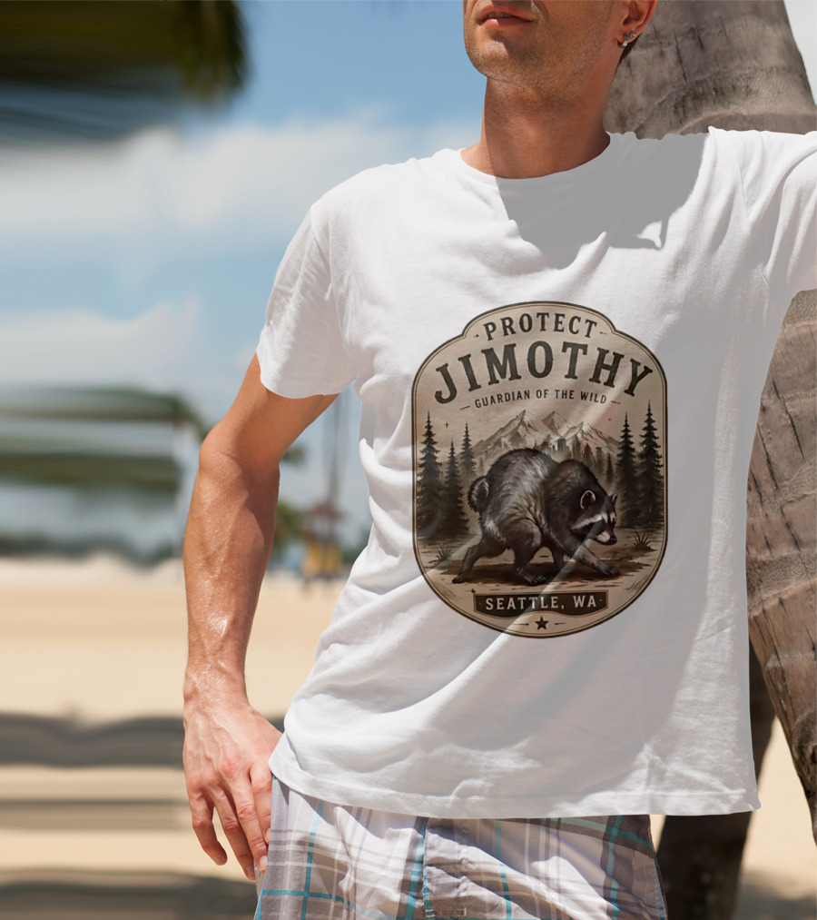 Protect Jimothy Guardian Of The Wild Seattle WA Raccoon Forest Adventure T-Shirt