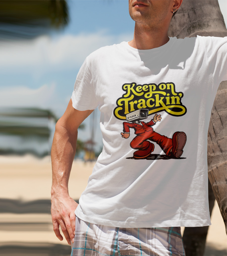 Keep On Trackin' Security Camera Head Person Walking T-Shirt