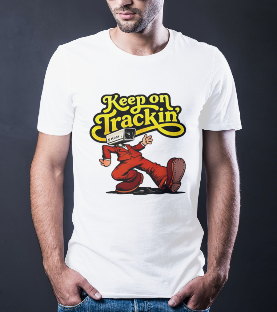 Keep On Trackin' Security Camera Head Person Walking T-Shirt